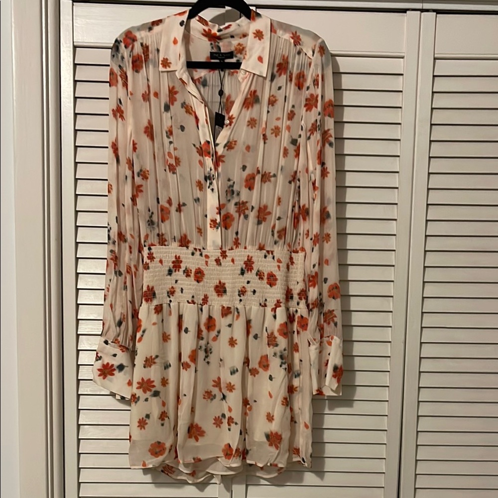 Rag & Bone Multicolored Long Sleeve Sundress with Dress Shirt Collar